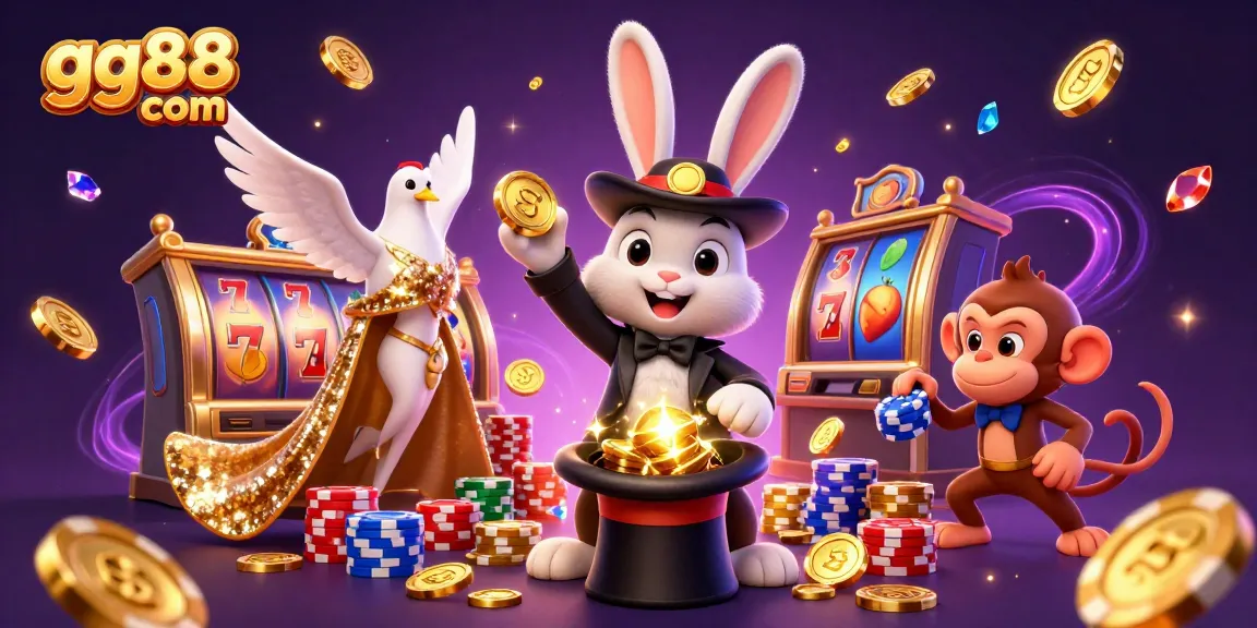Engage in thrilling adventures with gg88 com featuring a magical rabbit and slot games.