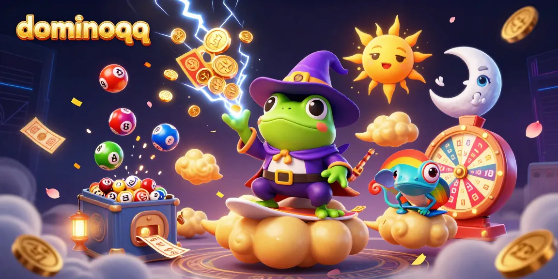 Unleash golden winnings with dominoqq in this vibrant 3D casino illustration.