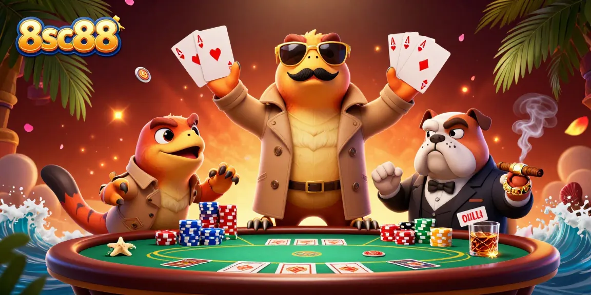 Join the fun at 8sc88 as raptors sneak into a VIP casino lounge amid poker chaos.