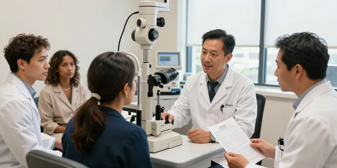 Patient discussing lasik surgery new jersey with expert optometrist in a modern clinic