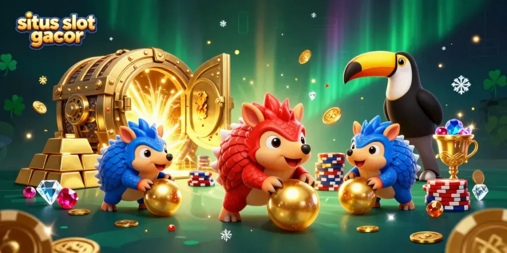 Simak situs slot gacor terbaik dengan ilustrasi kartun yang menarik serta keragaman elemen emas.