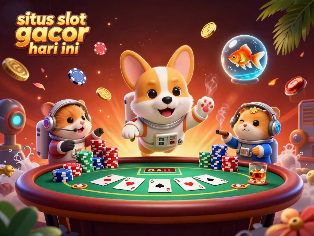 Menggambarkan pengalaman situs slot gacor hari ini dengan elemen kasino luar angkasa yang penuh petualangan dan keberuntungan.