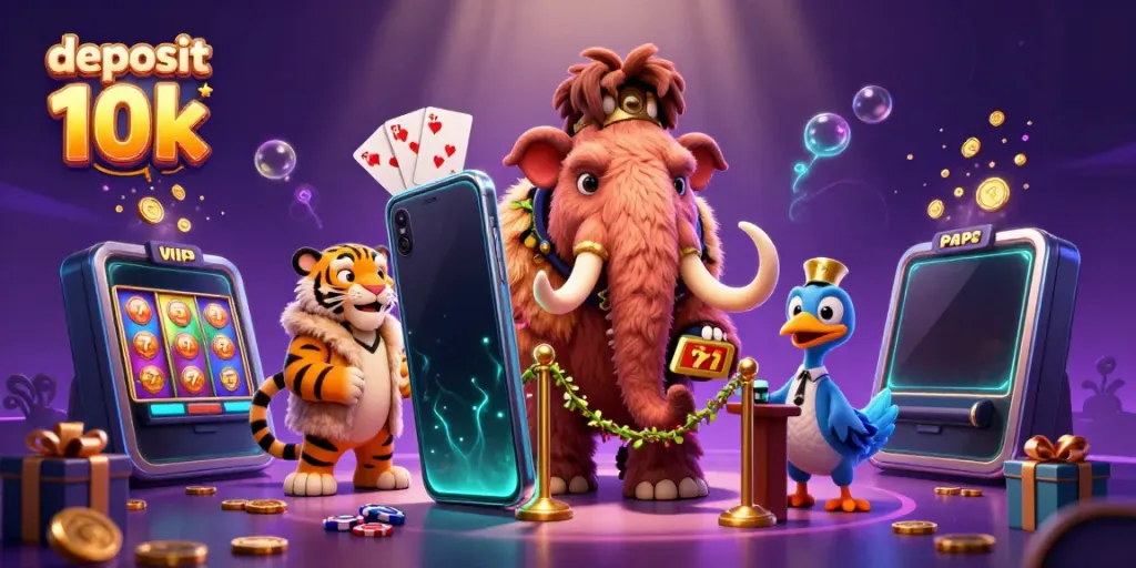 Permainan slot deposit 10k di kasino dengan bouncer mamut, tamu VIP macan saber, dan doorman burung dodo.