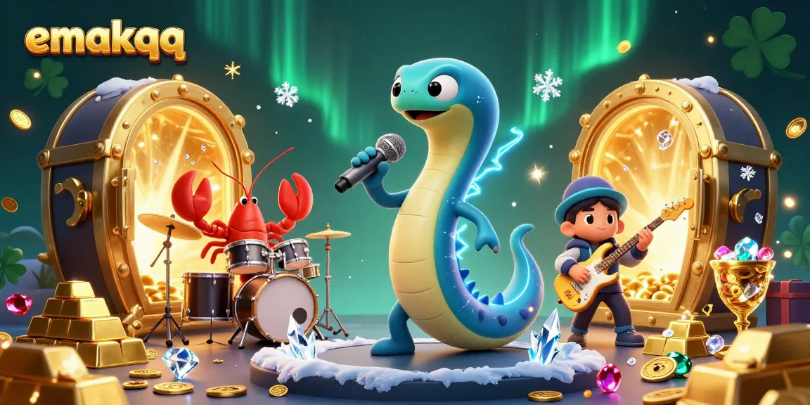 Experience the thrill of emakqq's underwater casino with vibrant characters and dazzling gems.