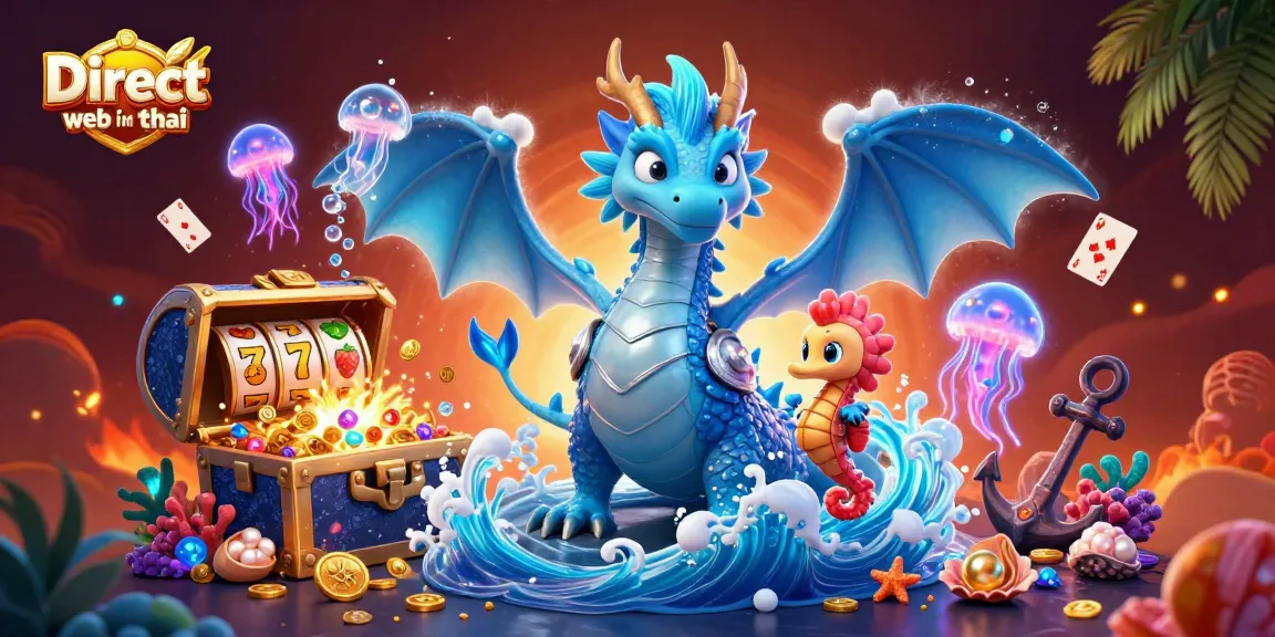 Experience thrilling gameplay with Direct web in thai showcasing azure water dragon and vibrant casino elements.