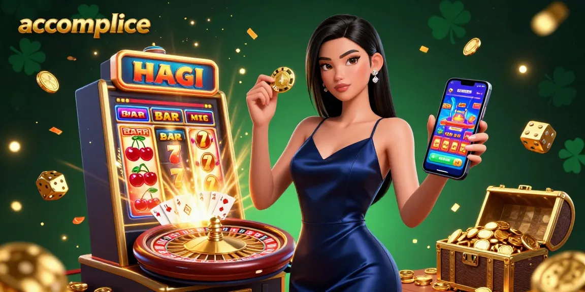 Experience exciting gambling action with accomplice in a 3D casino scene featuring vibrant games and jackpots.