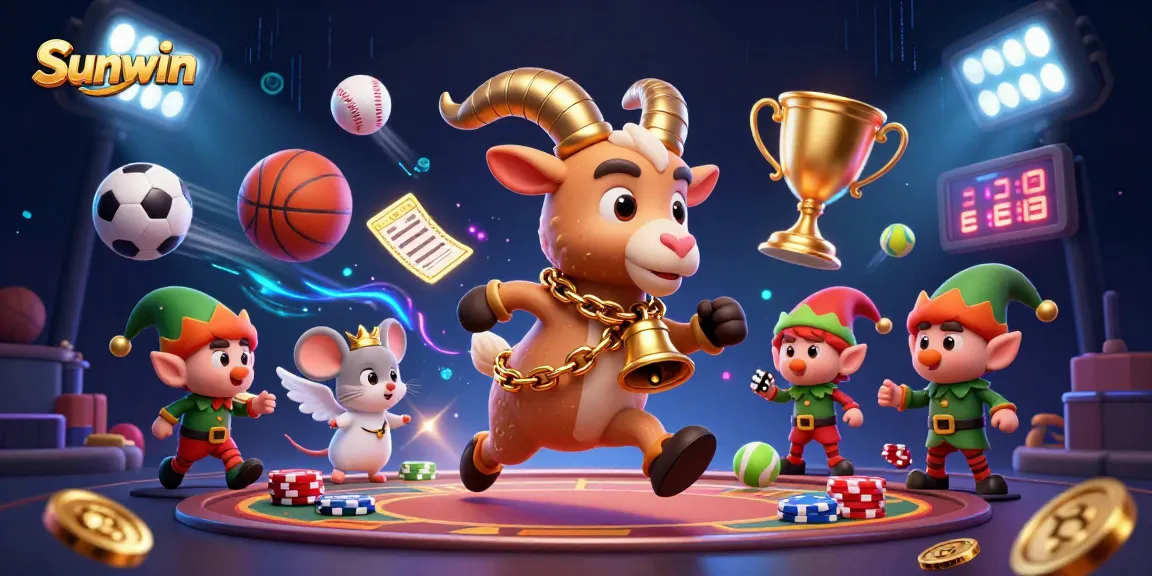 Enhance your gambling experience at Sunwin with a vibrant casino scene featuring engaging characters and dynamic game elements.