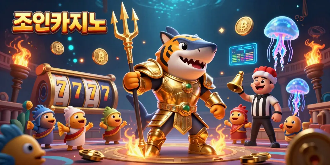 Join the action at 조이카지노 with a dynamic underwater scene showcasing casino elements and thrilling gameplay.