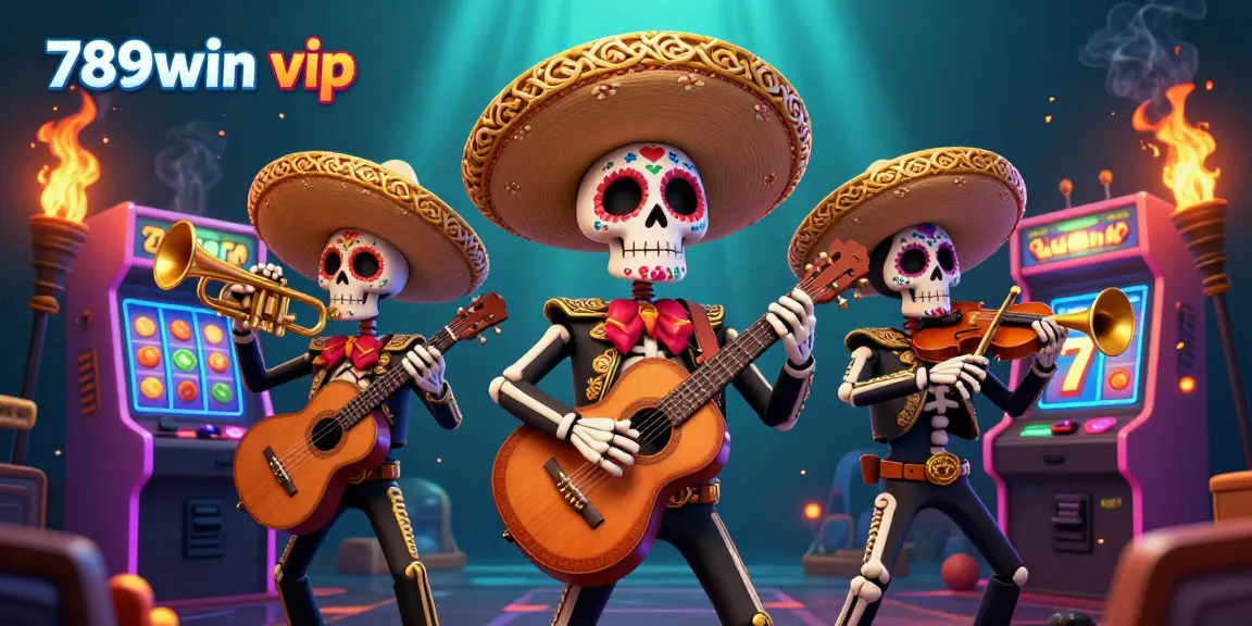 Experience the excitement of 789win vip with vibrant 3D illustrations of a mariachi band amidst dynamic casino elements.
