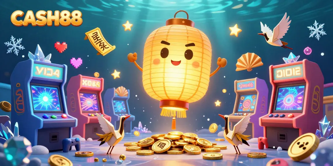 Engage with CASH88 casino magic featuring vibrant colors, golden lantern spirit, and exciting game elements.