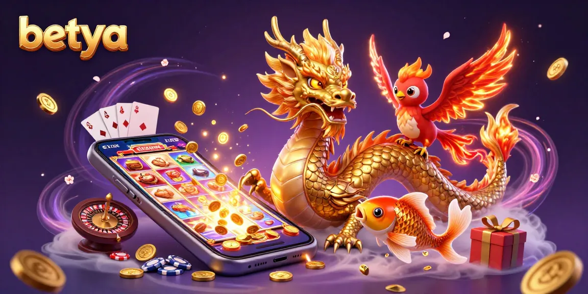 Place bets with betya while enjoying the vibrant casino scene with dragons and luck!