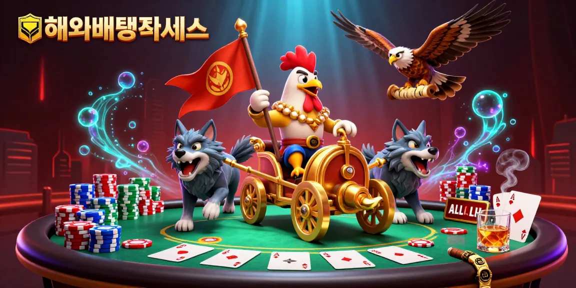 Engage with 해외배팅사이트 featuring dramatic poker action and a dynamic war chariot scene.