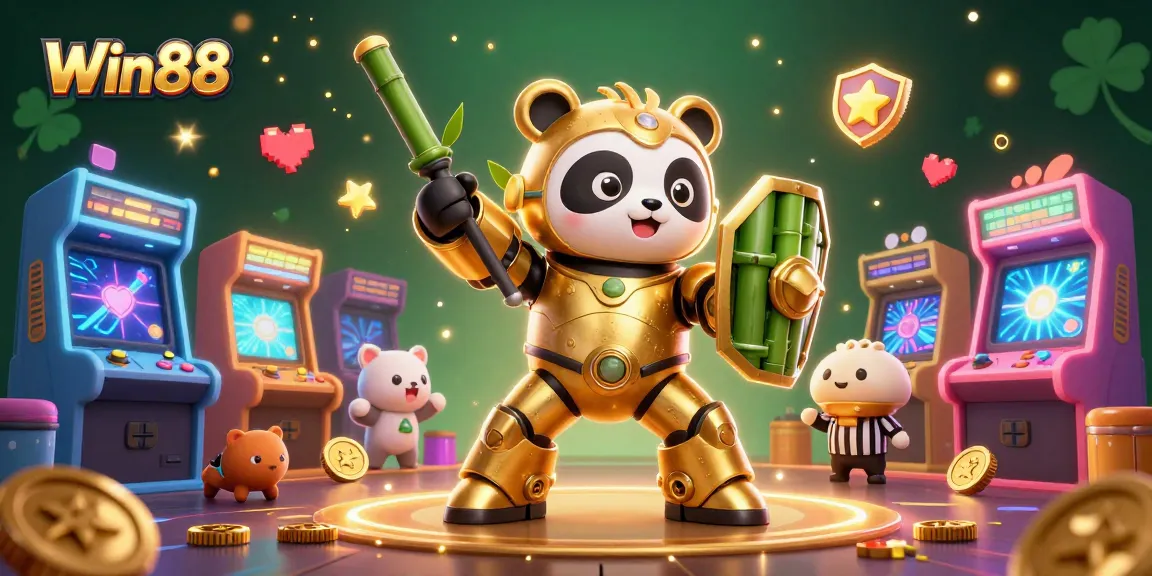 Win88 players experience vibrant slot games amidst a dynamic arcade atmosphere.