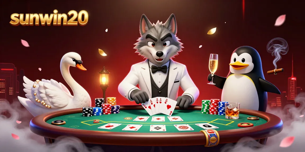 Engage with sunwin20's thrilling baccarat scene featuring unique characters and vibrant casino elements.