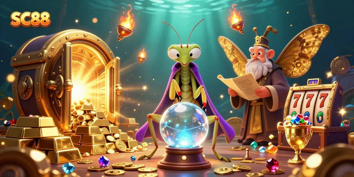 Engage in thrilling SC88 gaming with vibrant characters amid dazzling fortune elements.