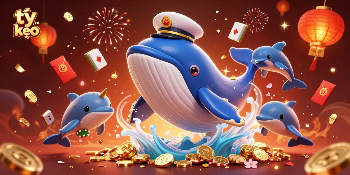 Experience the thrilling tỷ lệ kèo in a vibrant, dynamic casino scene featuring playful dolphins and a majestic whale.