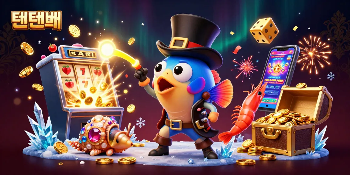 Experience thrilling wins with 텐텐벳 in this vibrant 3D casino scene full of exciting game elements.