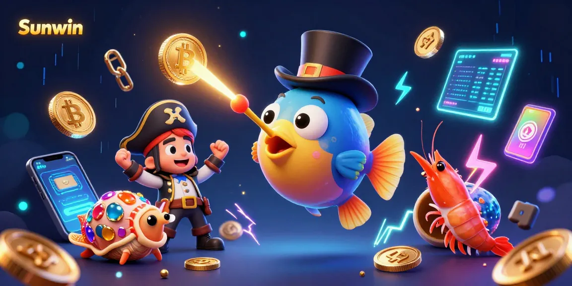 Experience thrilling wins at Sunwin with this vibrant 3D illustration of gaming treasures.