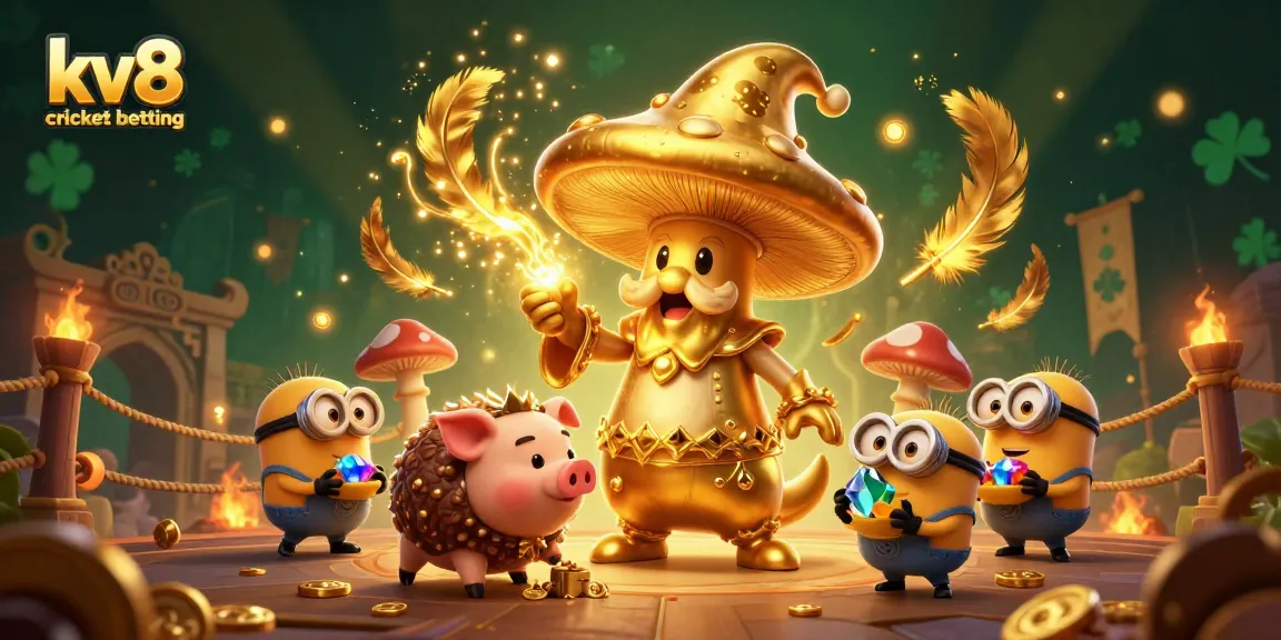 Engage in kv8 cricket betting with an enchanting wizard, treasure, and dynamic casino atmosphere.
