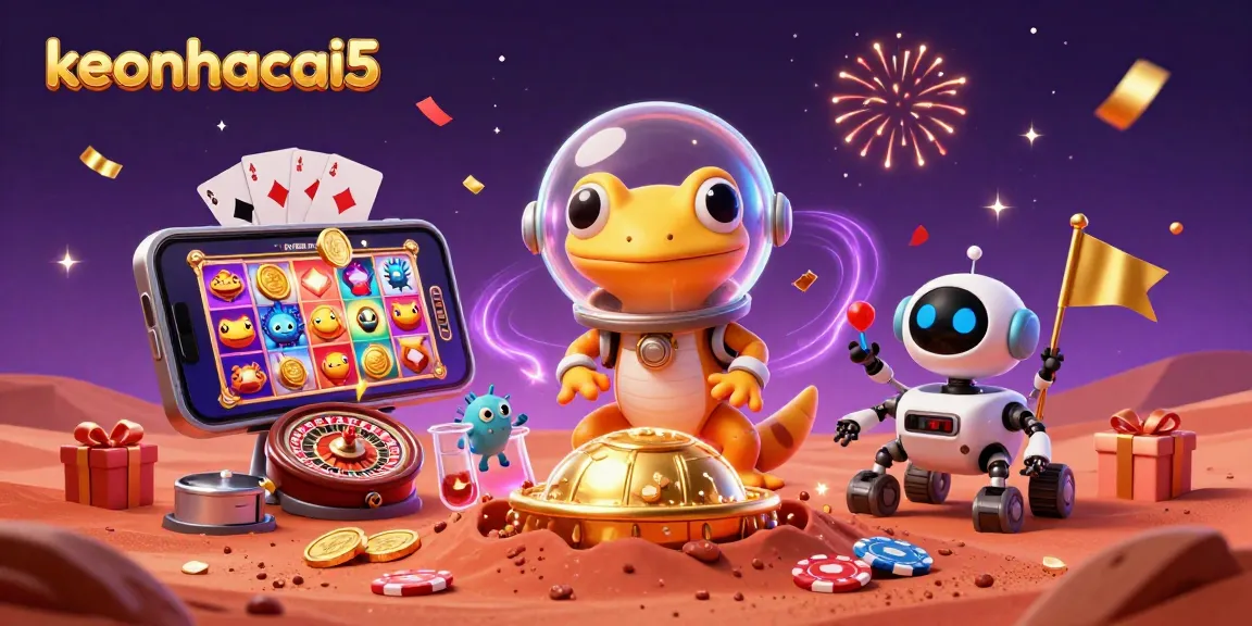 Experience thrilling gambling with keonhacai5 as a Martian gecko discovers a golden casino.