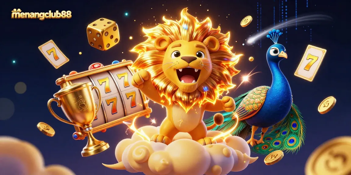 Experience the excitement of menangclub88 with a vibrant 3D illustration of gaming elements