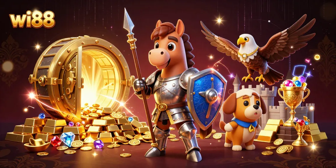 Experience thrilling gaming adventures with wi88 in this vibrant gambling scene with treasure.