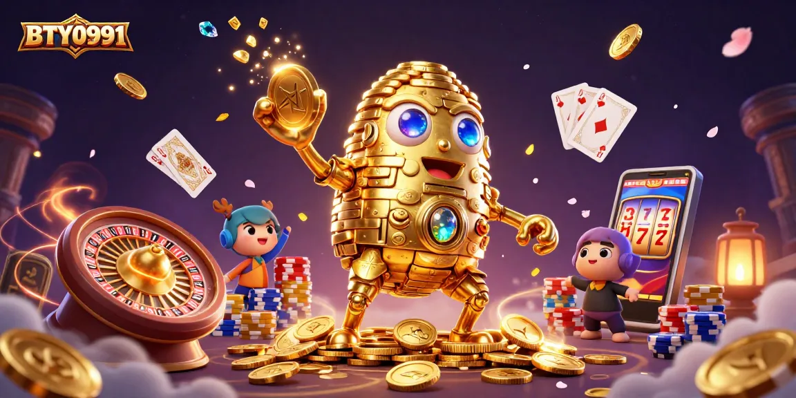 BTY0991 slots come alive with dynamic golden golem and vibrant casino elements