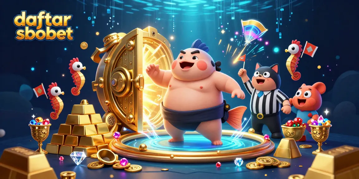 Experience the excitement of daftar sbobet with this vibrant underwater casino scene featuring dynamic characters and treasure.
