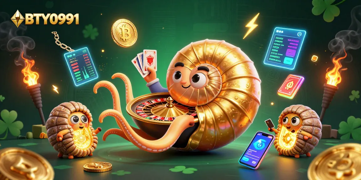 Engage with BTY0991's immersive 3D casino experience featuring a giant nautilus roulette.