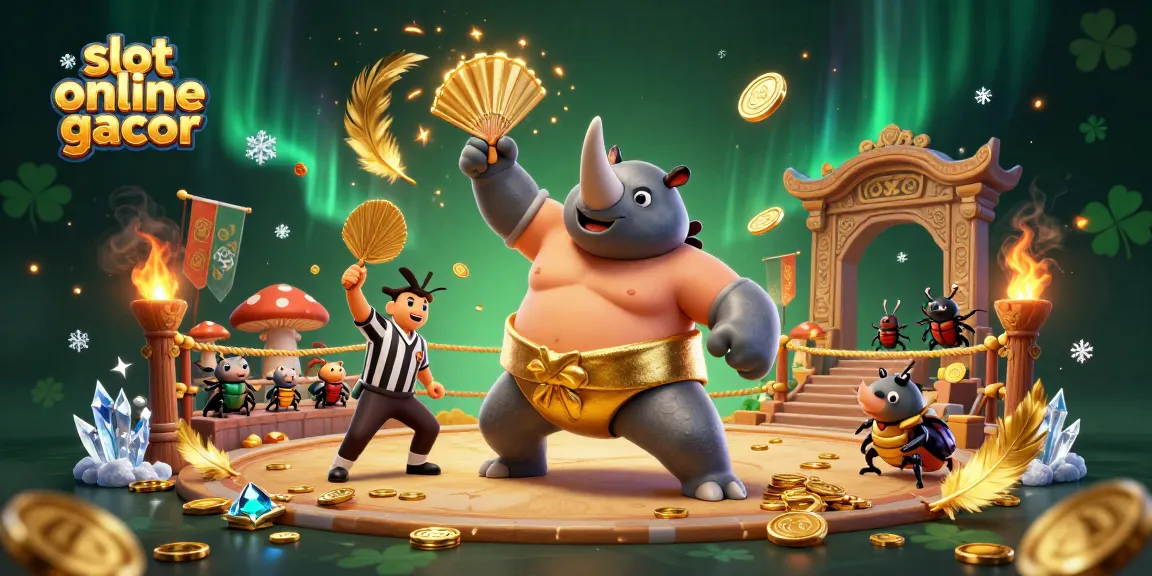 Permainan slot online gacor dengan juara sumo bertelur rhinoceros dan koin bertebaran yang memberikan jackpot tinggi.