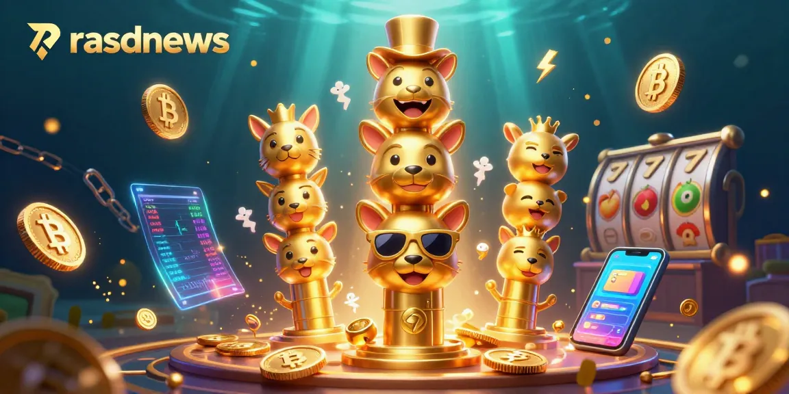 Rasdnews menghadirkan totem kasino berwarna cerah dengan simbol permainan menarik dan efek neon.