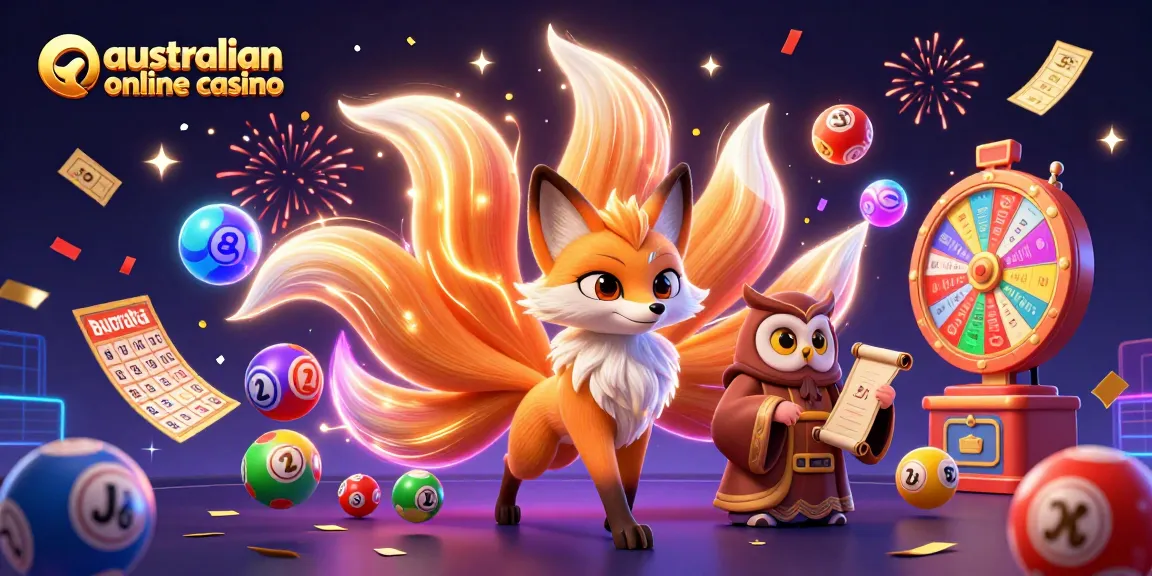 Experience excitement at the australian online casino with a vibrant illustration of colorful gaming elements.