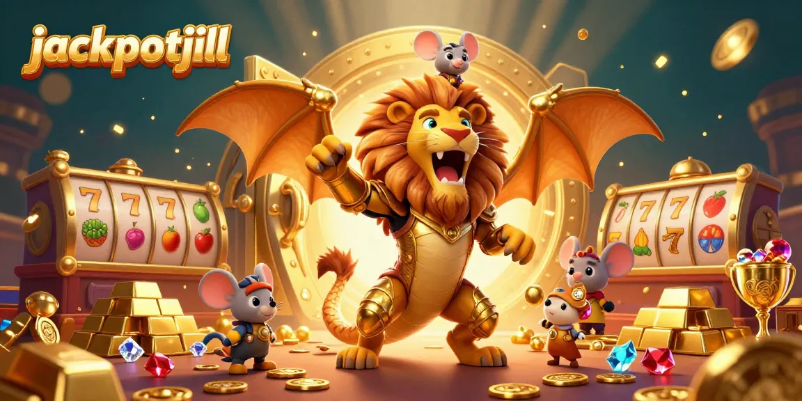 Experience thrilling wins with jackpotjill in this dynamic 3D casino scene of rich treasures.
