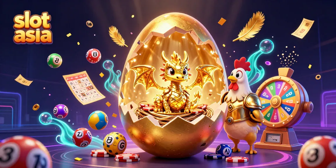 Menggulung slot asia dengan jackpot emas menunggu pemain di antara papan permainan dan bola lotere yang berwarna-warni.